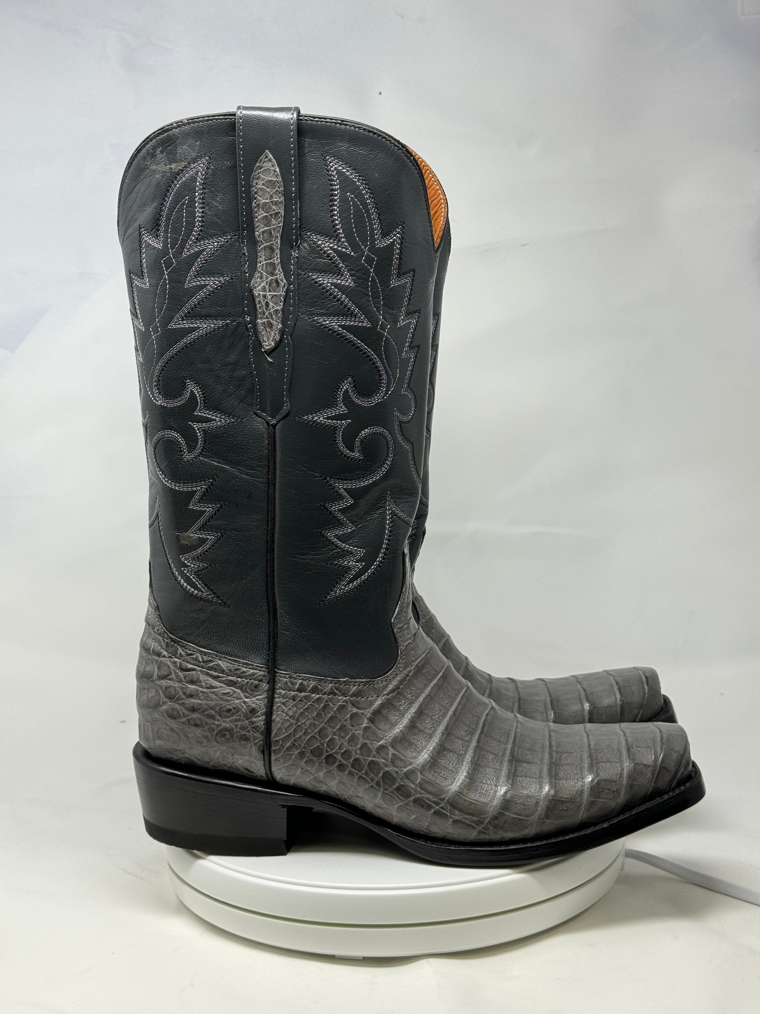 DJ2064 | Don Juan Boots Men's Caiman Belly Dark Grey Diamond