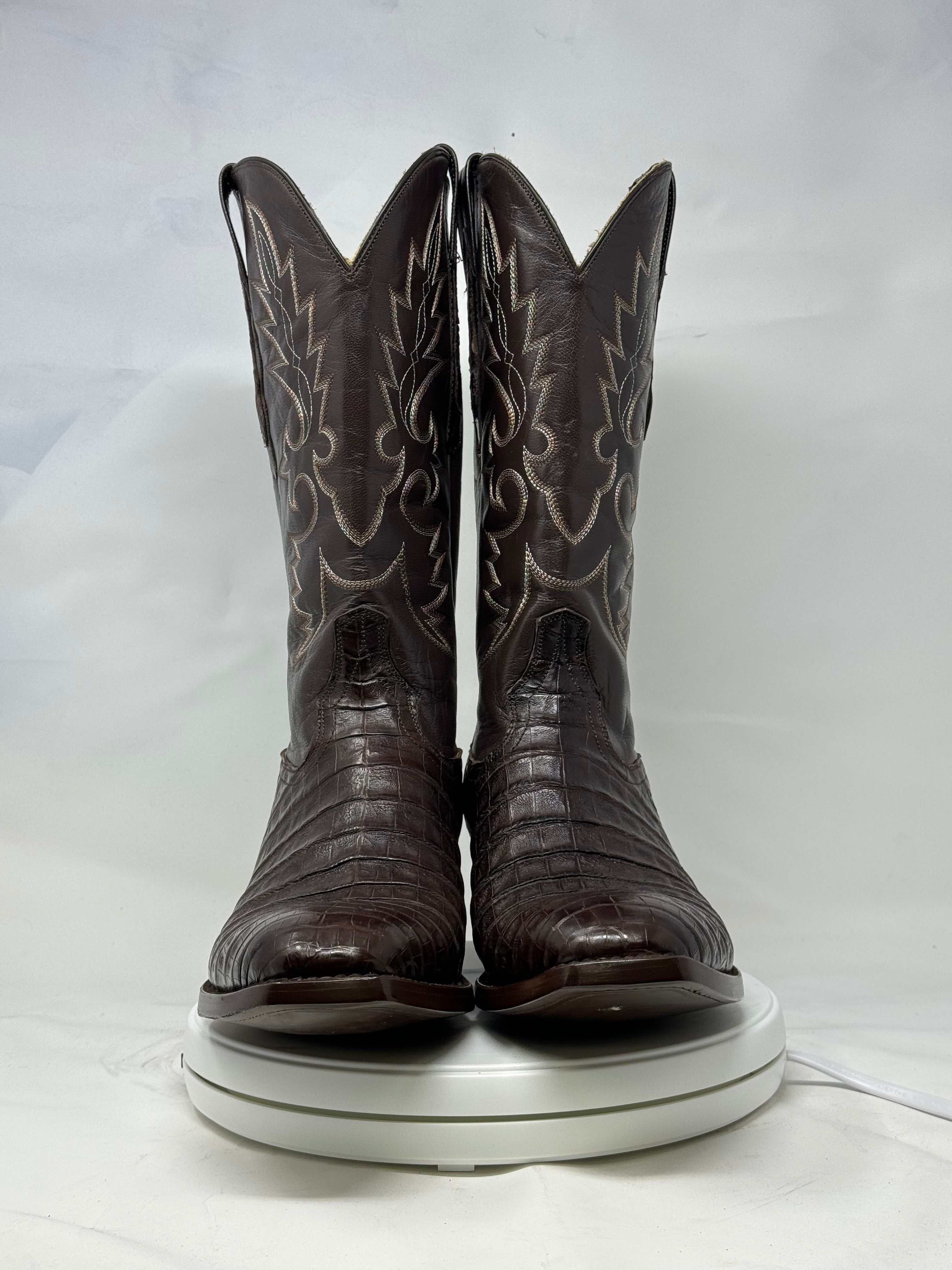 DJ2002 | Don Juan Boots Men's Caiman Belly Chocolate French Toe