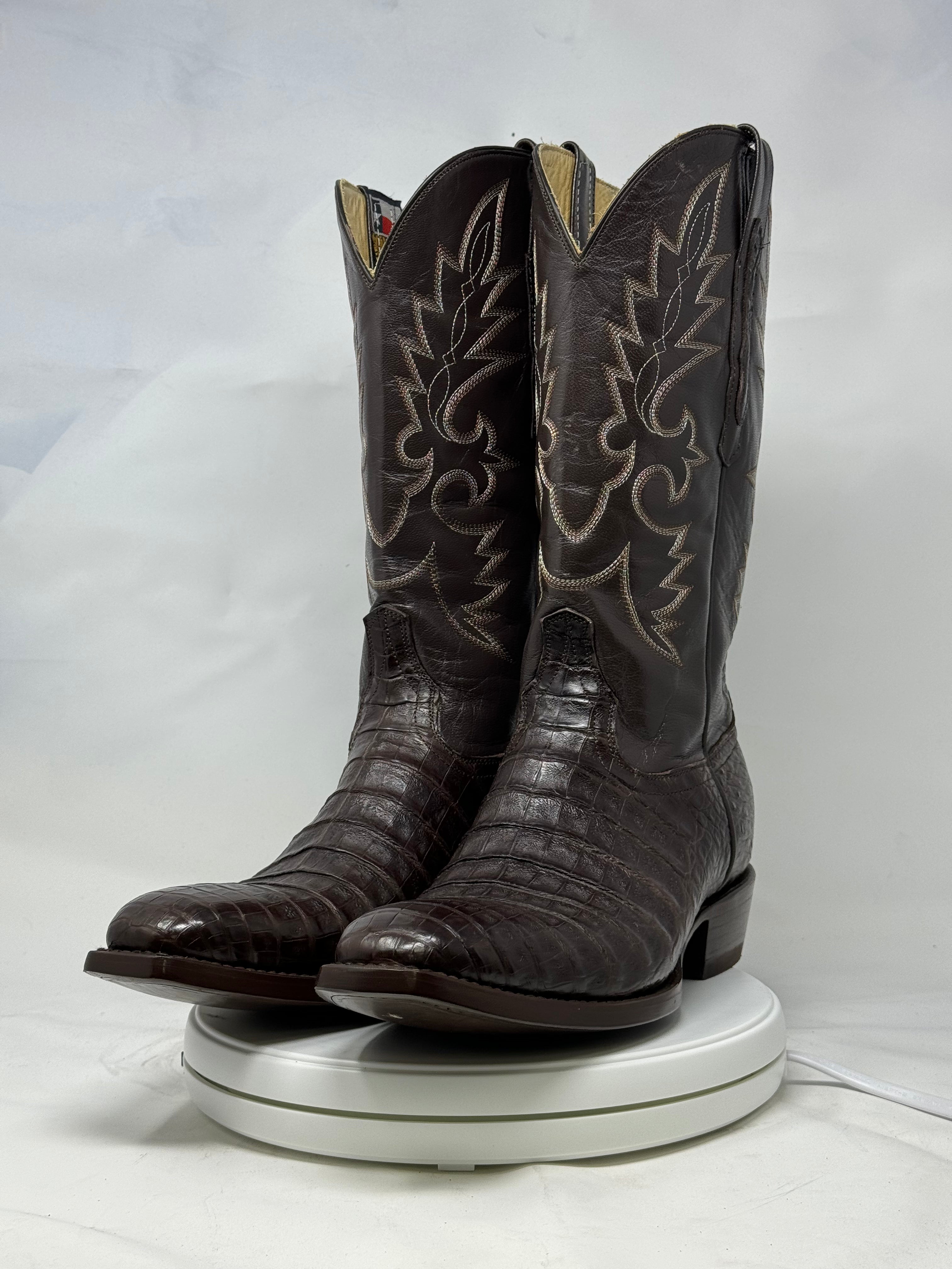 DJ2002 | Don Juan Boots Men's Caiman Belly Chocolate French Toe