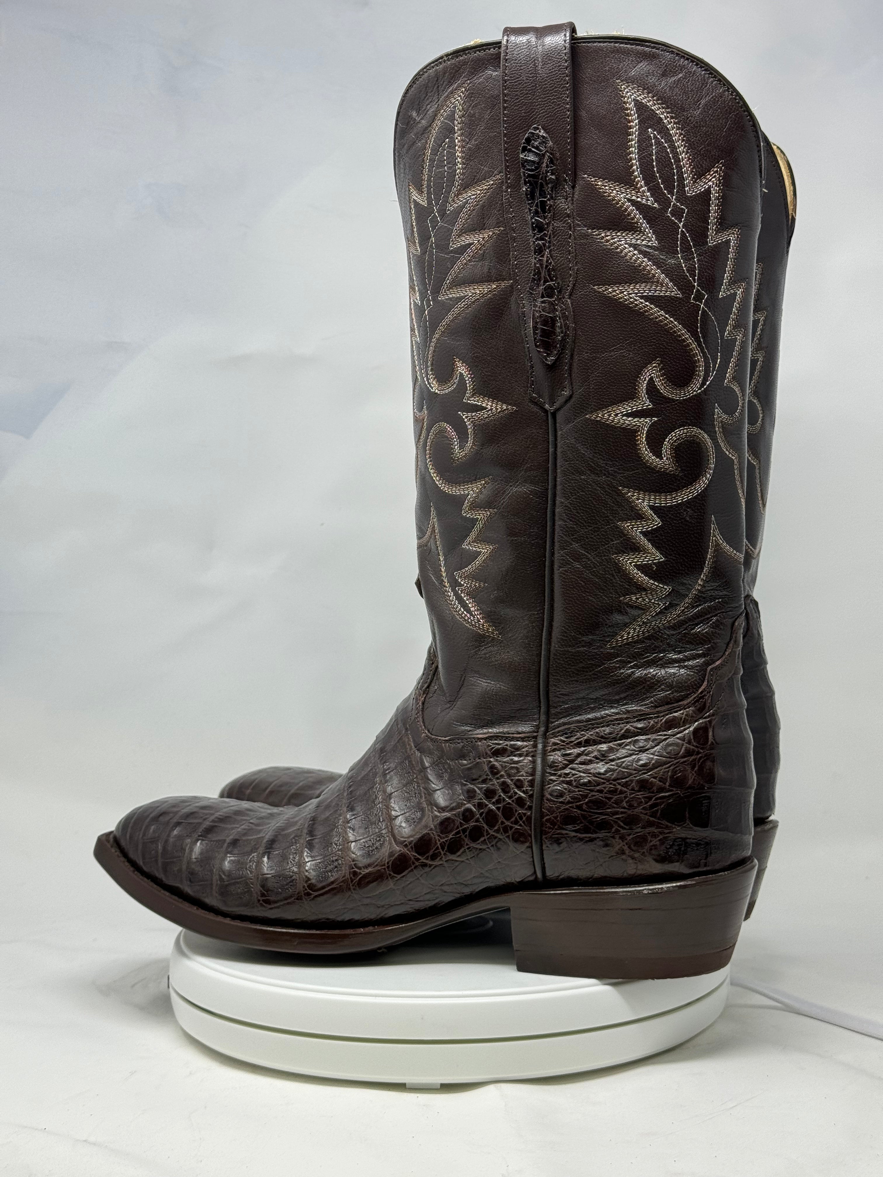 DJ2002 | Don Juan Boots Men's Caiman Belly Chocolate French Toe