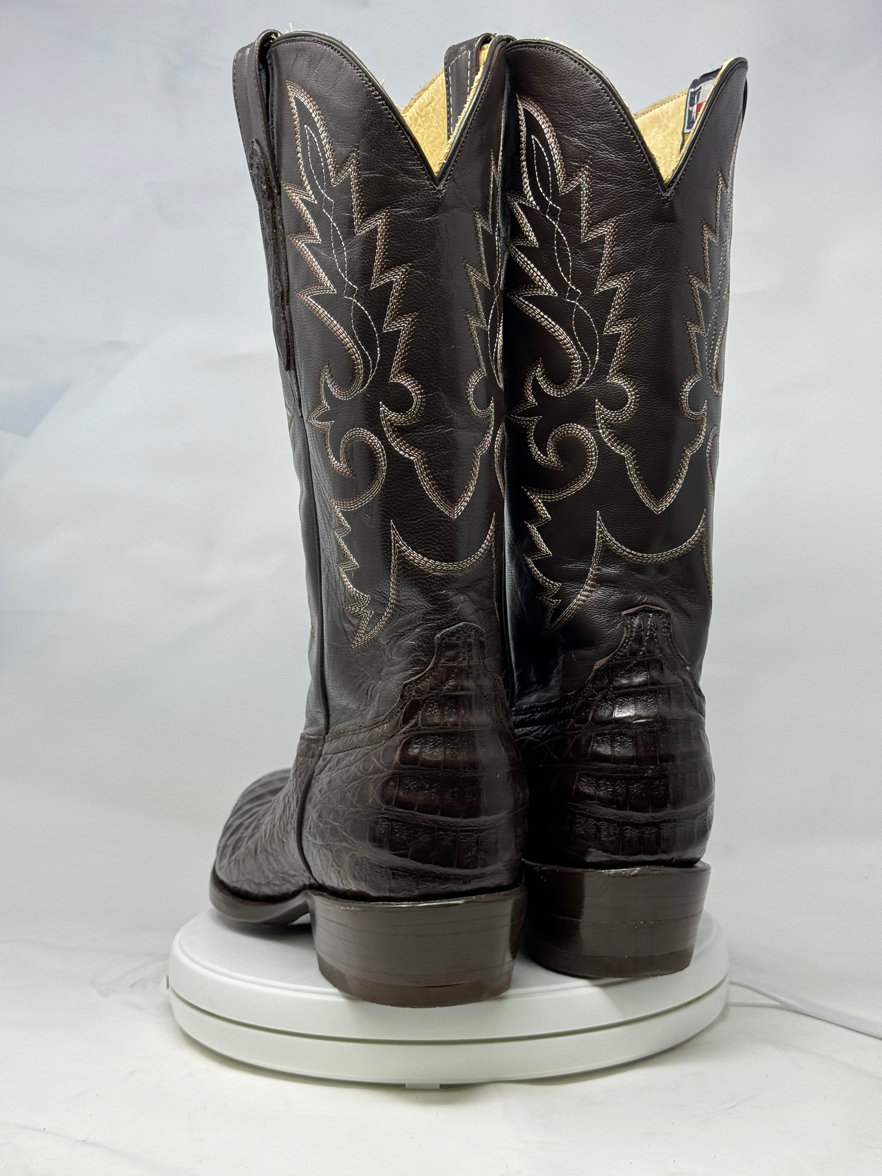 DJ2002 | Don Juan Boots Men's Caiman Belly Chocolate French Toe