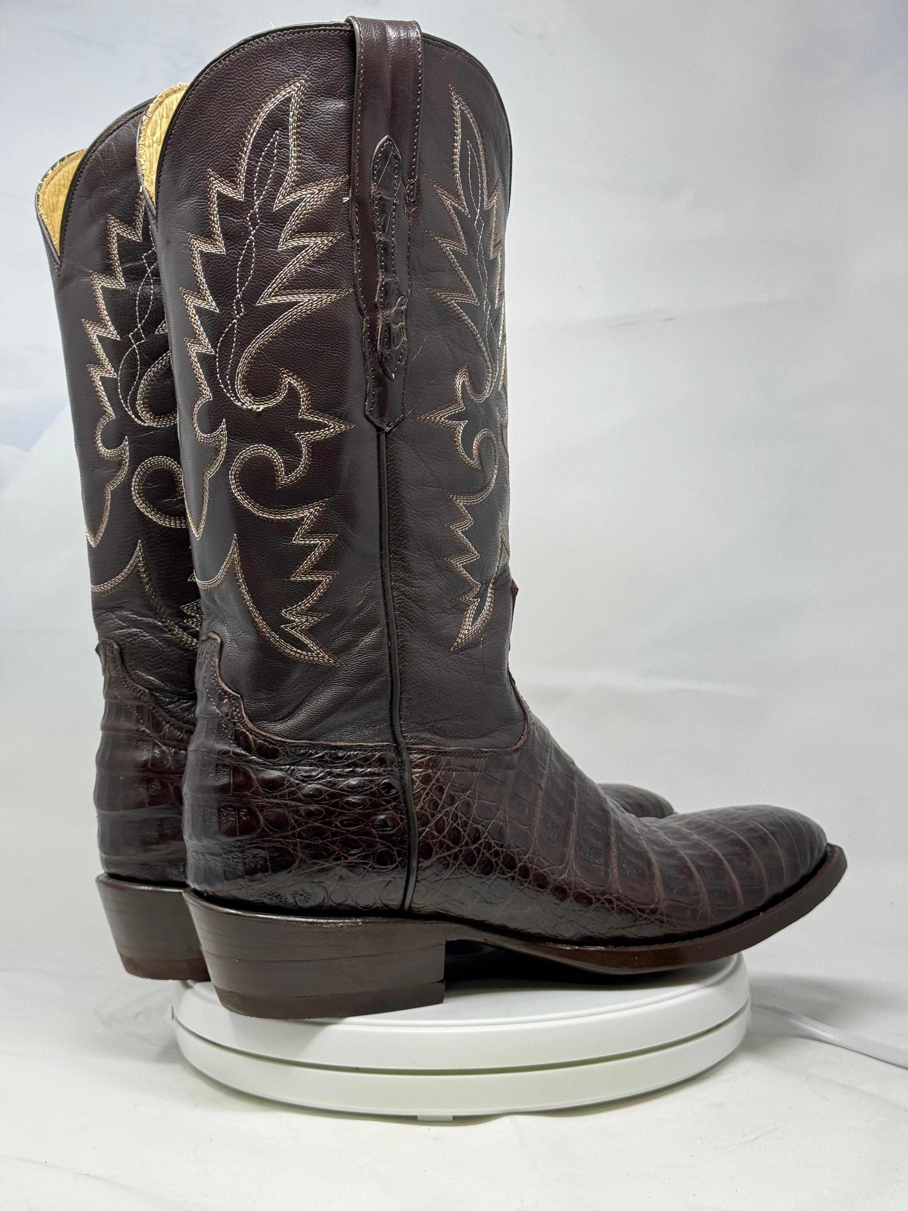 DJ2002 | Don Juan Boots Men's Caiman Belly Chocolate French Toe