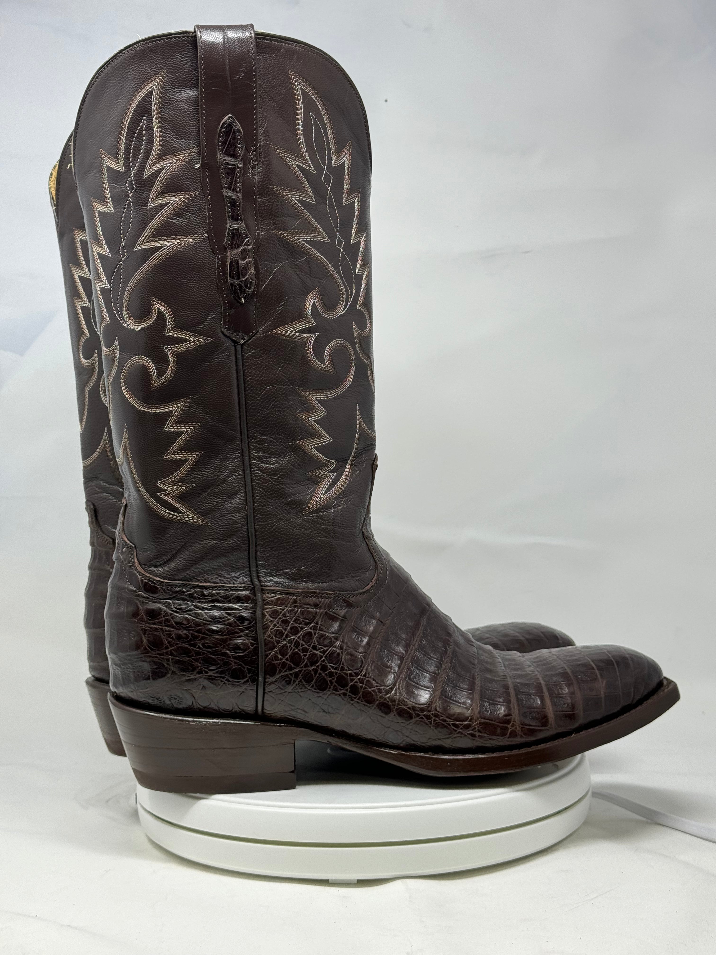 DJ2002 | Don Juan Boots Men's Caiman Belly Chocolate French Toe
