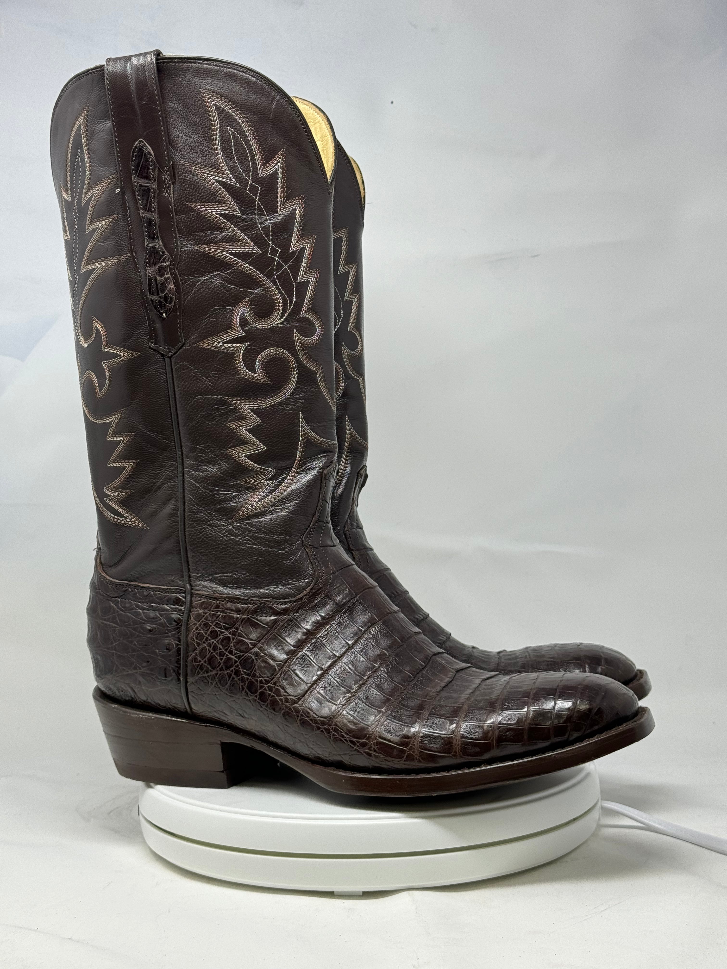 DJ2002 | Don Juan Boots Men's Caiman Belly Chocolate French Toe