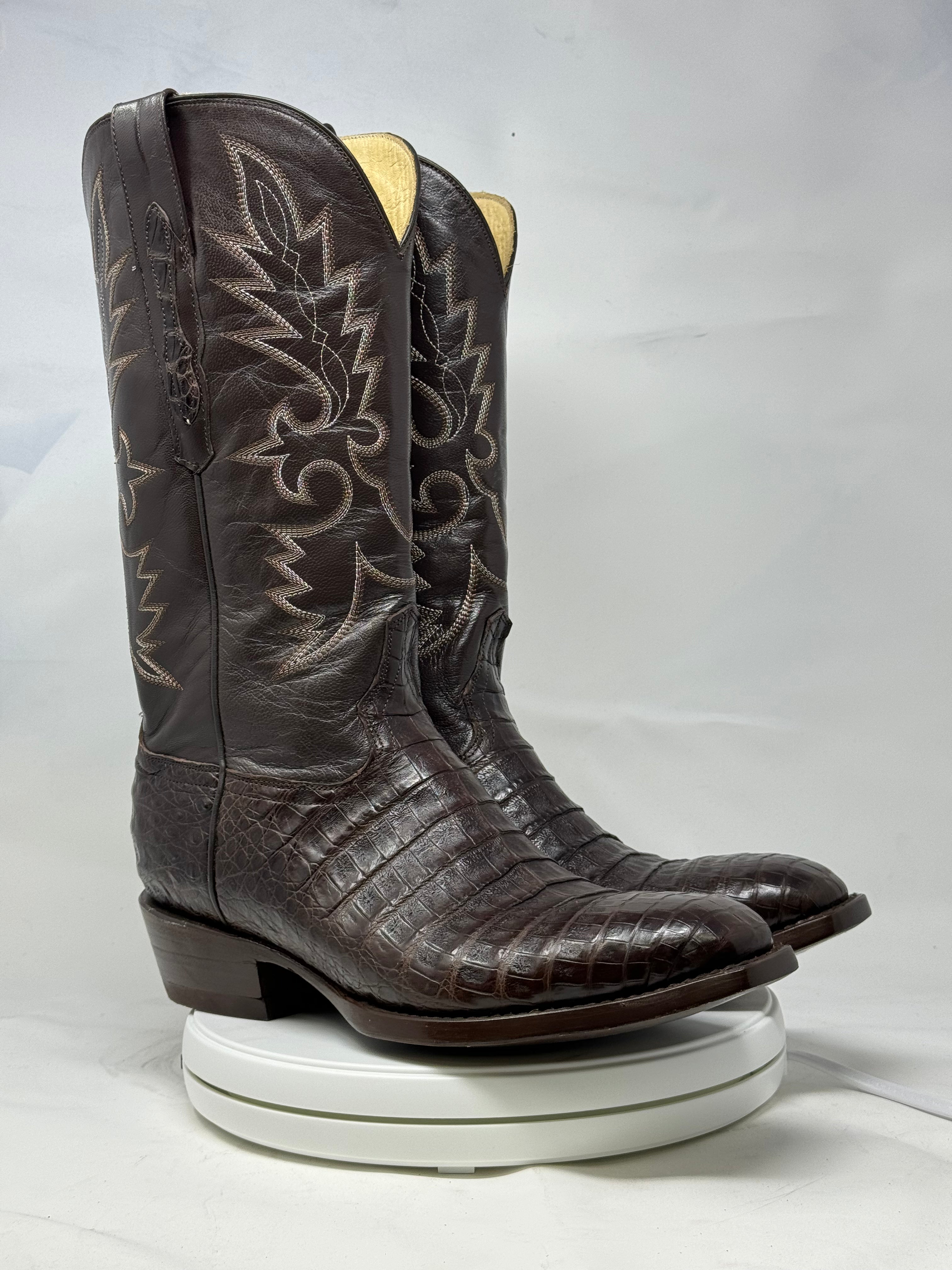 DJ2002 | Don Juan Boots Men's Caiman Belly Chocolate French Toe