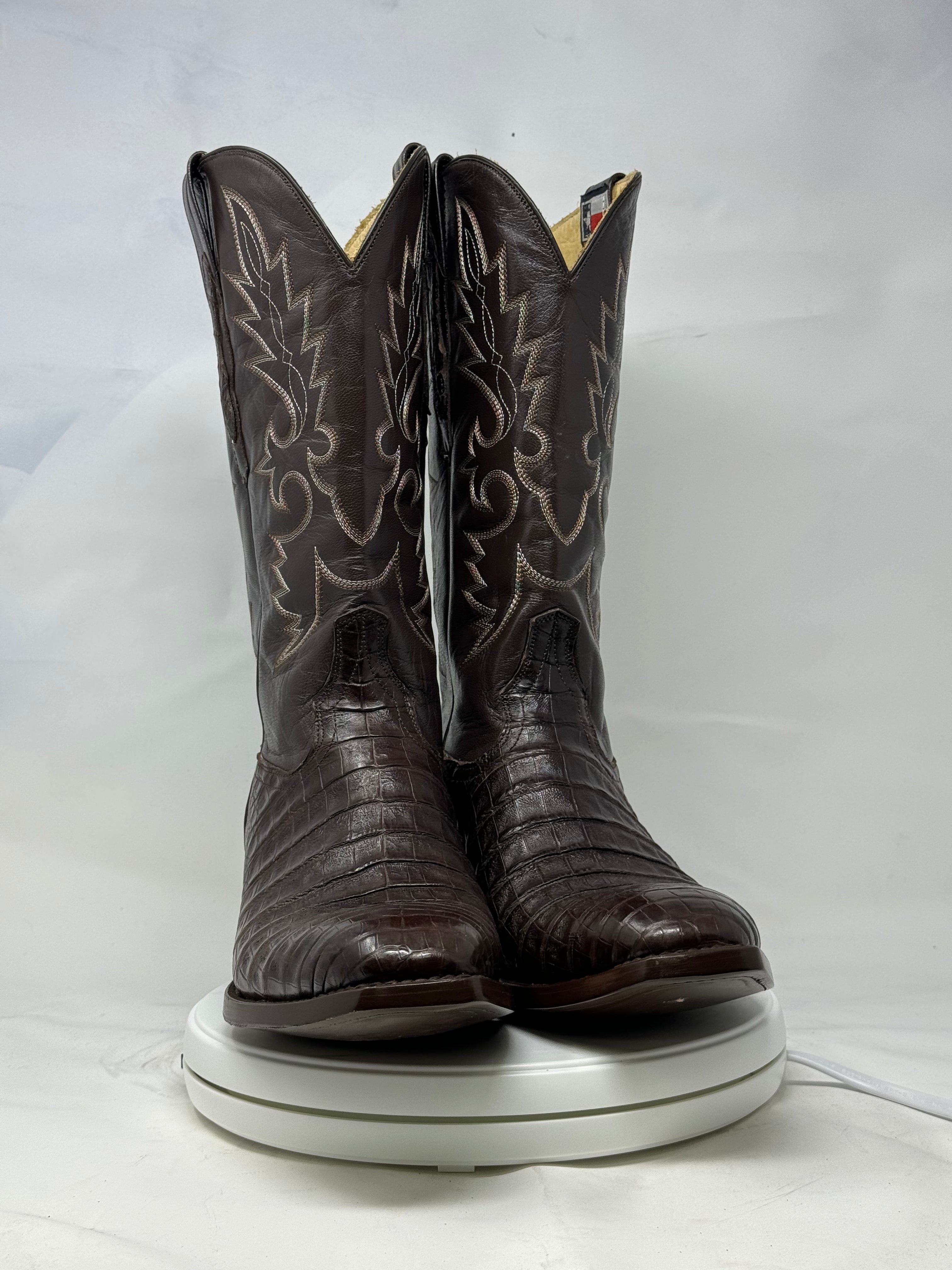 DJ2002 | Don Juan Boots Men's Caiman Belly Chocolate French Toe