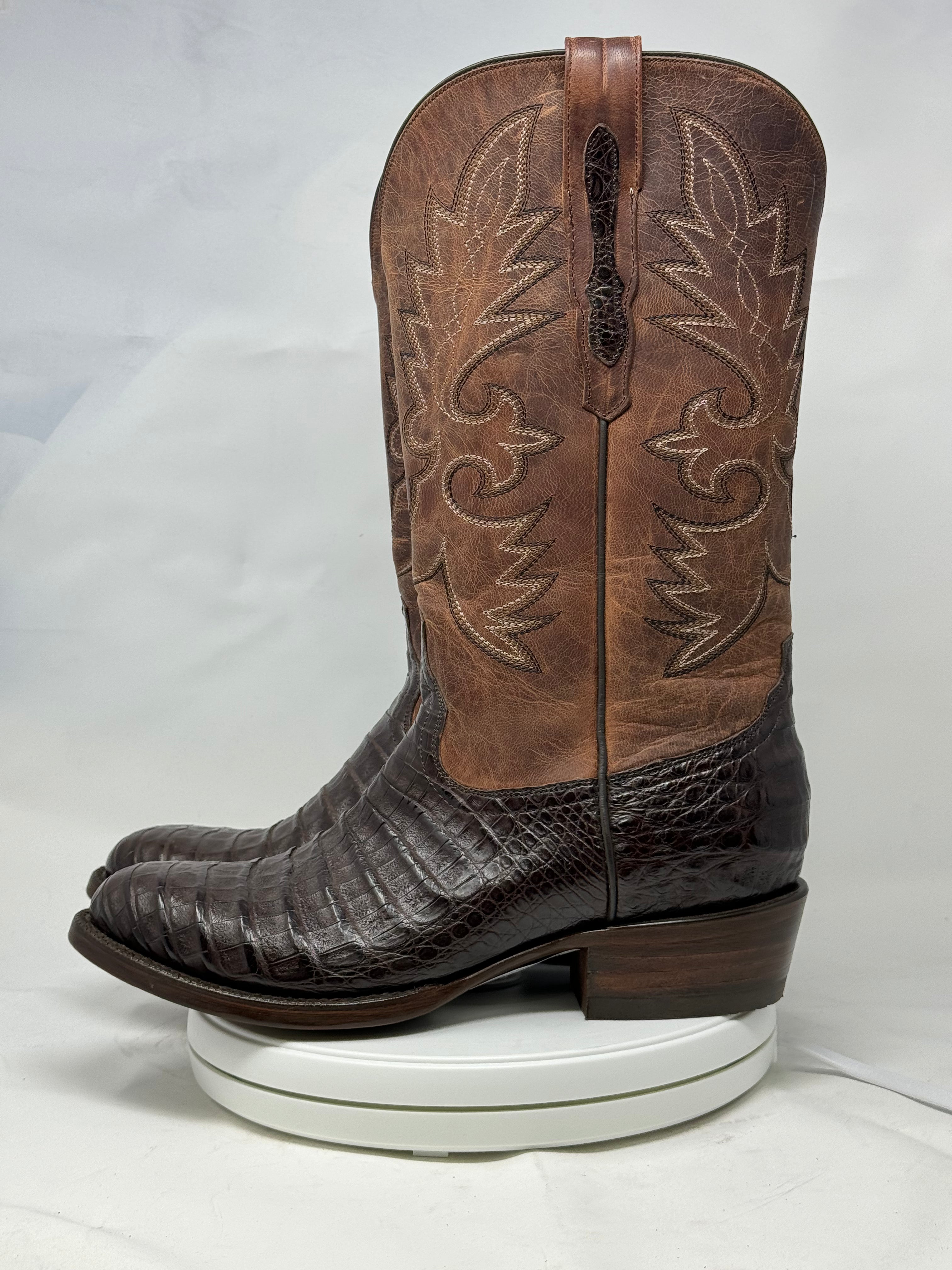 DJ2008 | Don Juan Boots Men's Caiman Belly Chocolate R Toe