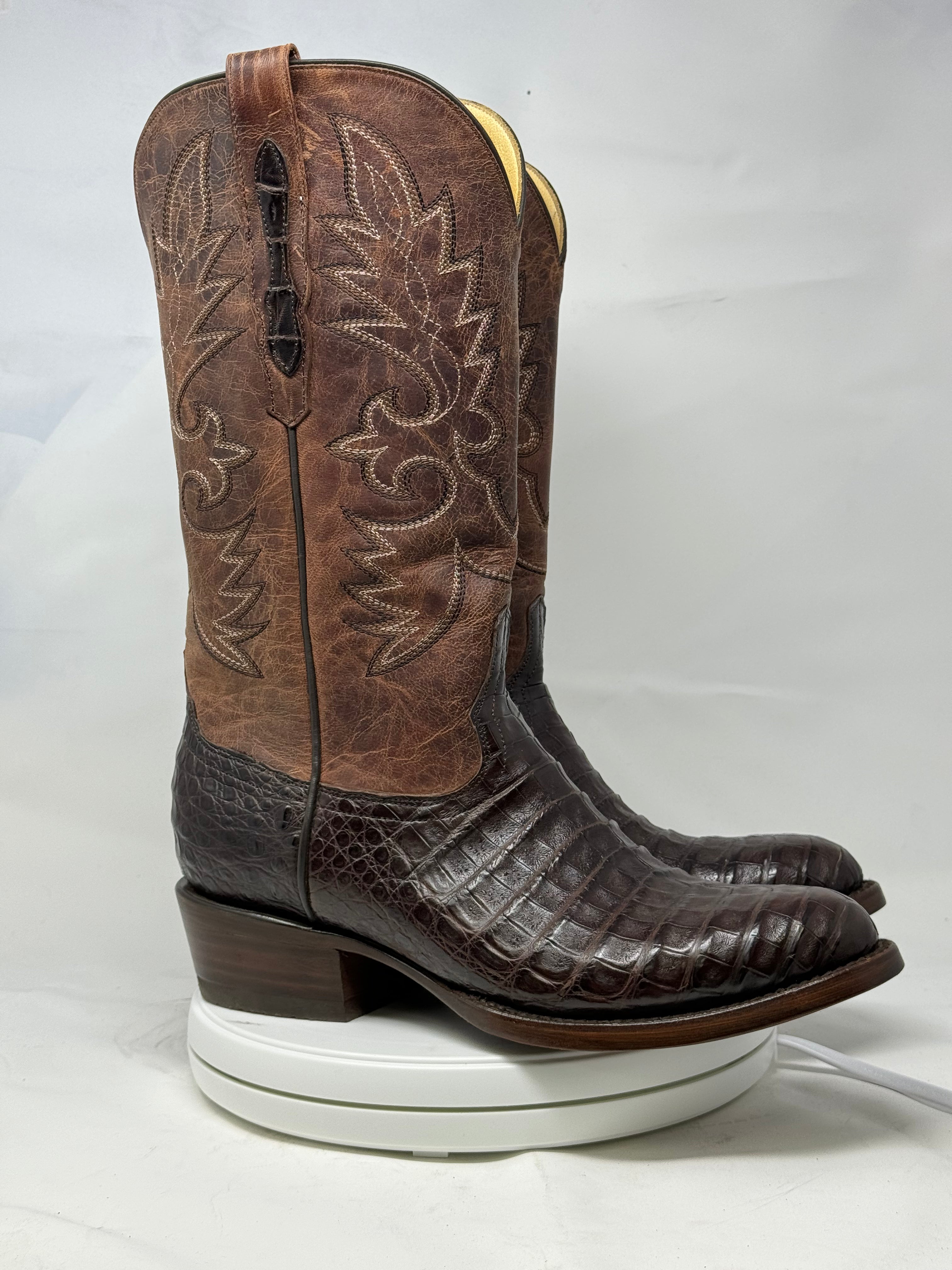 DJ2008 | Don Juan Boots Men's Caiman Belly Chocolate R Toe