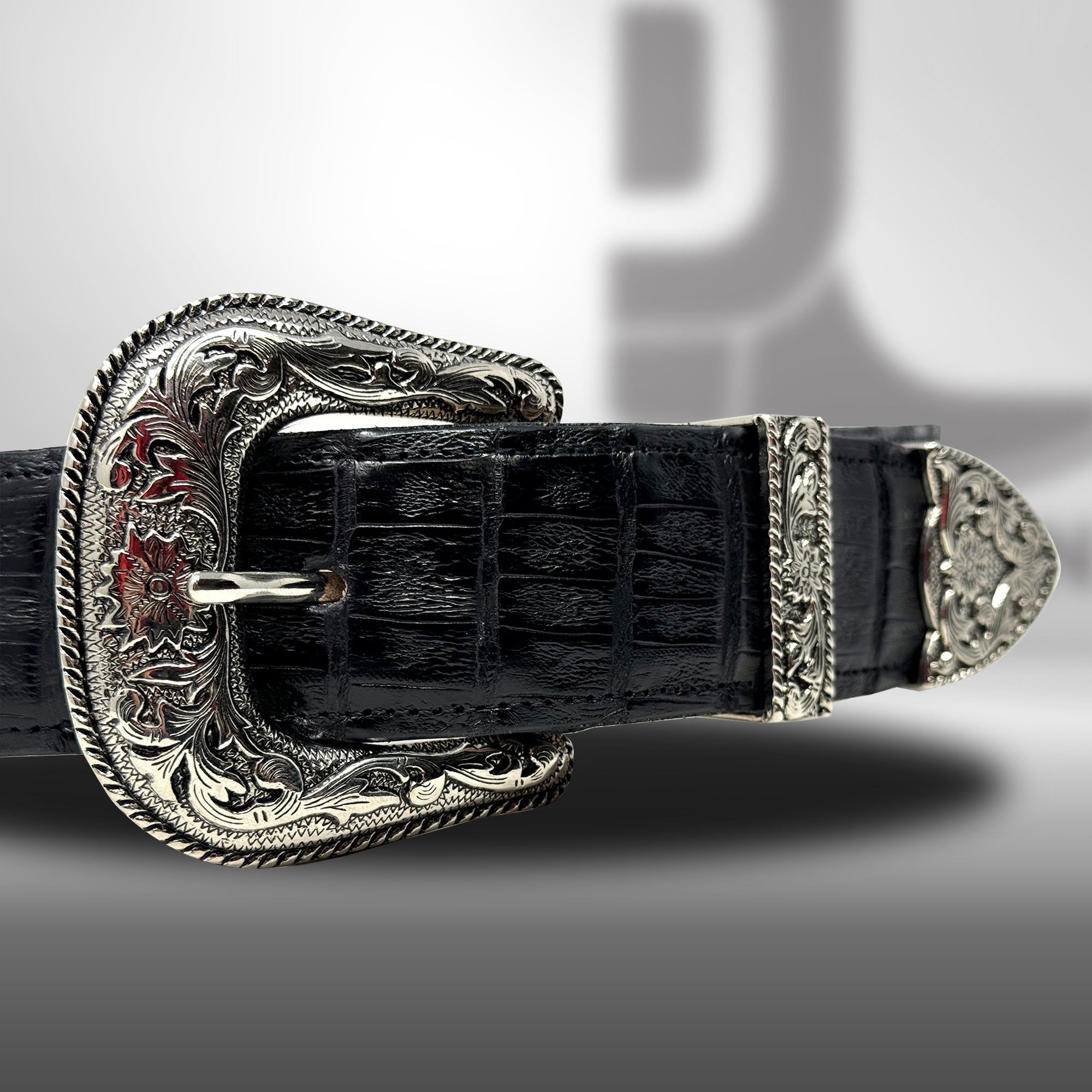 ●DOFFJASON● Western Hard Leather Belt DJCOCBT001BLK Ca001 | Black Caiman Belt – Don Juan Boots