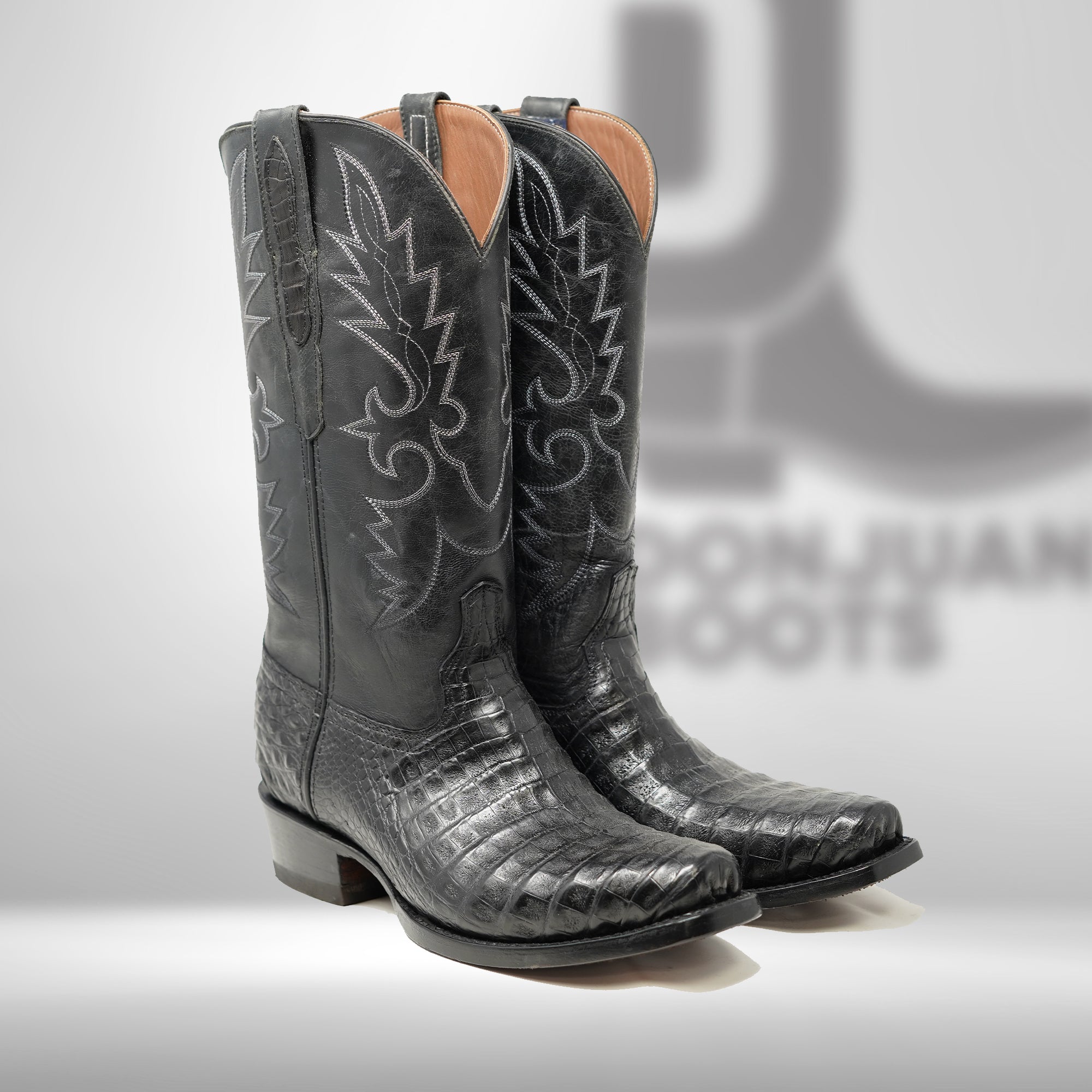 DJ2018 | Don Juan Boots Men's Caiman Belly Black Diamond Toe