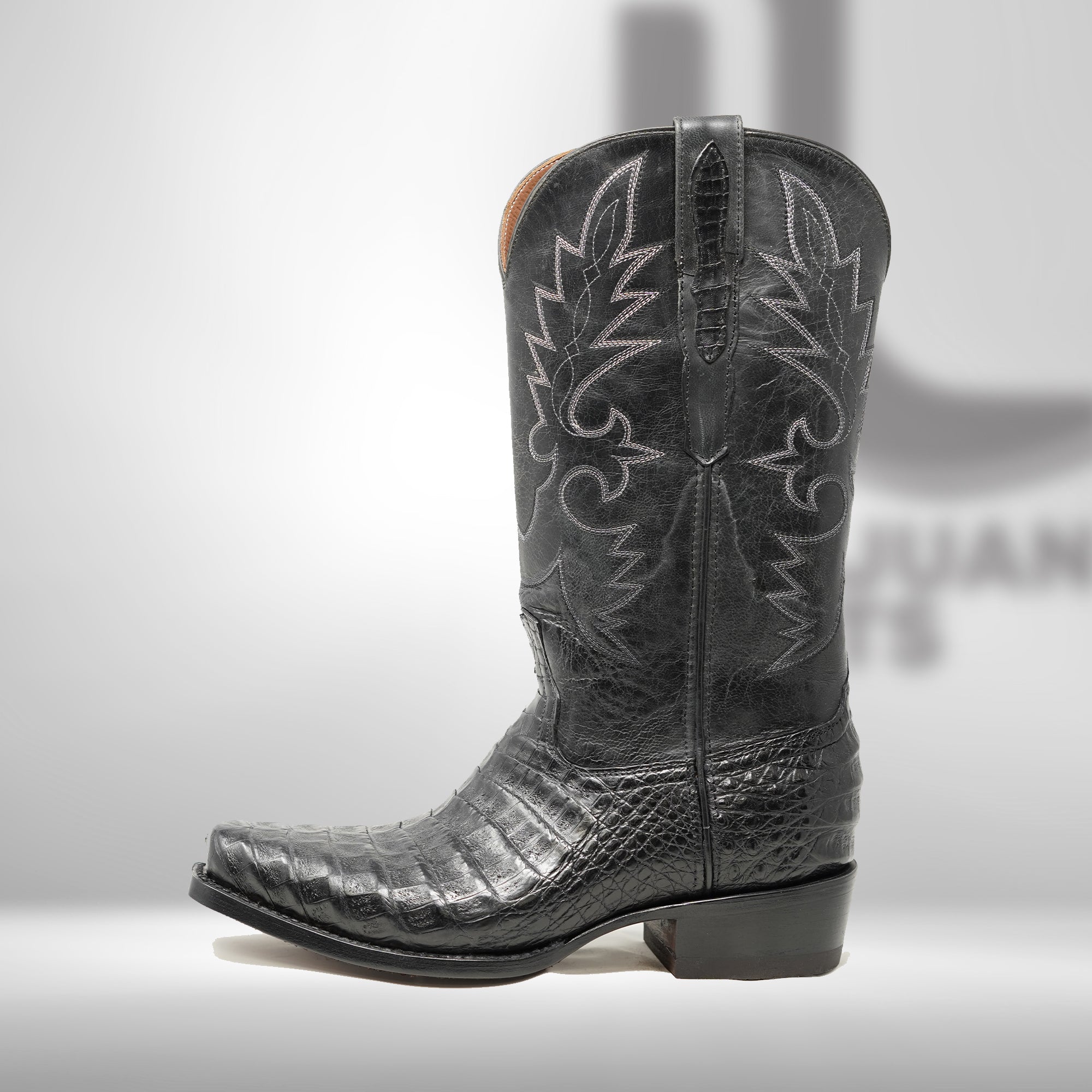 DJ2018 | Don Juan Boots Men's Caiman Belly Black Diamond Toe