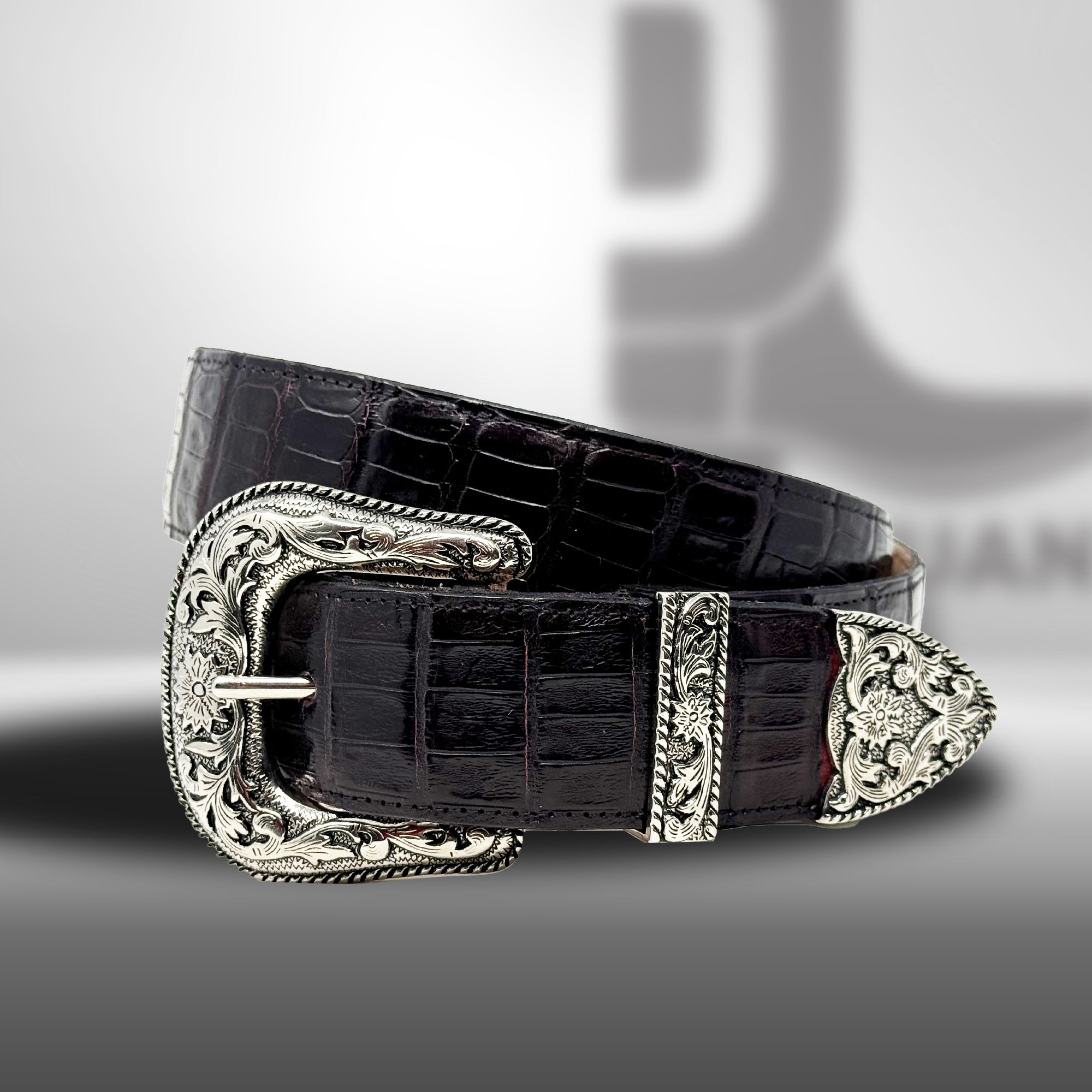 Ca002 | Black Cherry Caiman Belt