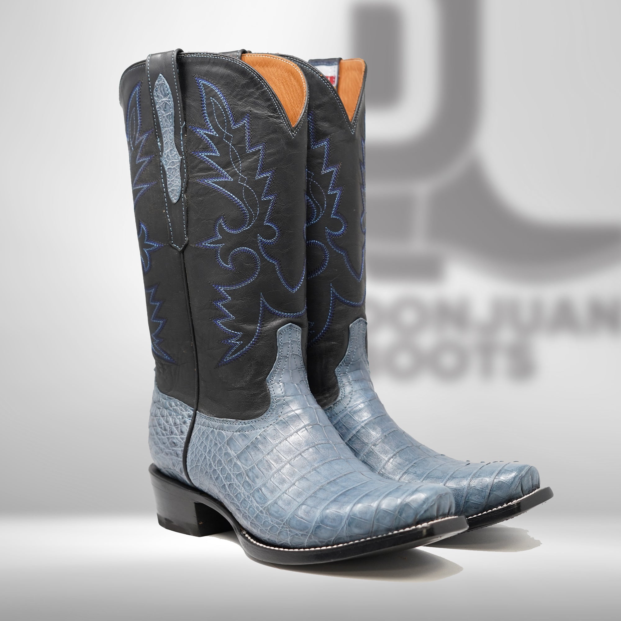 DJ2062 | Don Juan Boots Men's Caiman Belly Blue Jean Diamond Toe