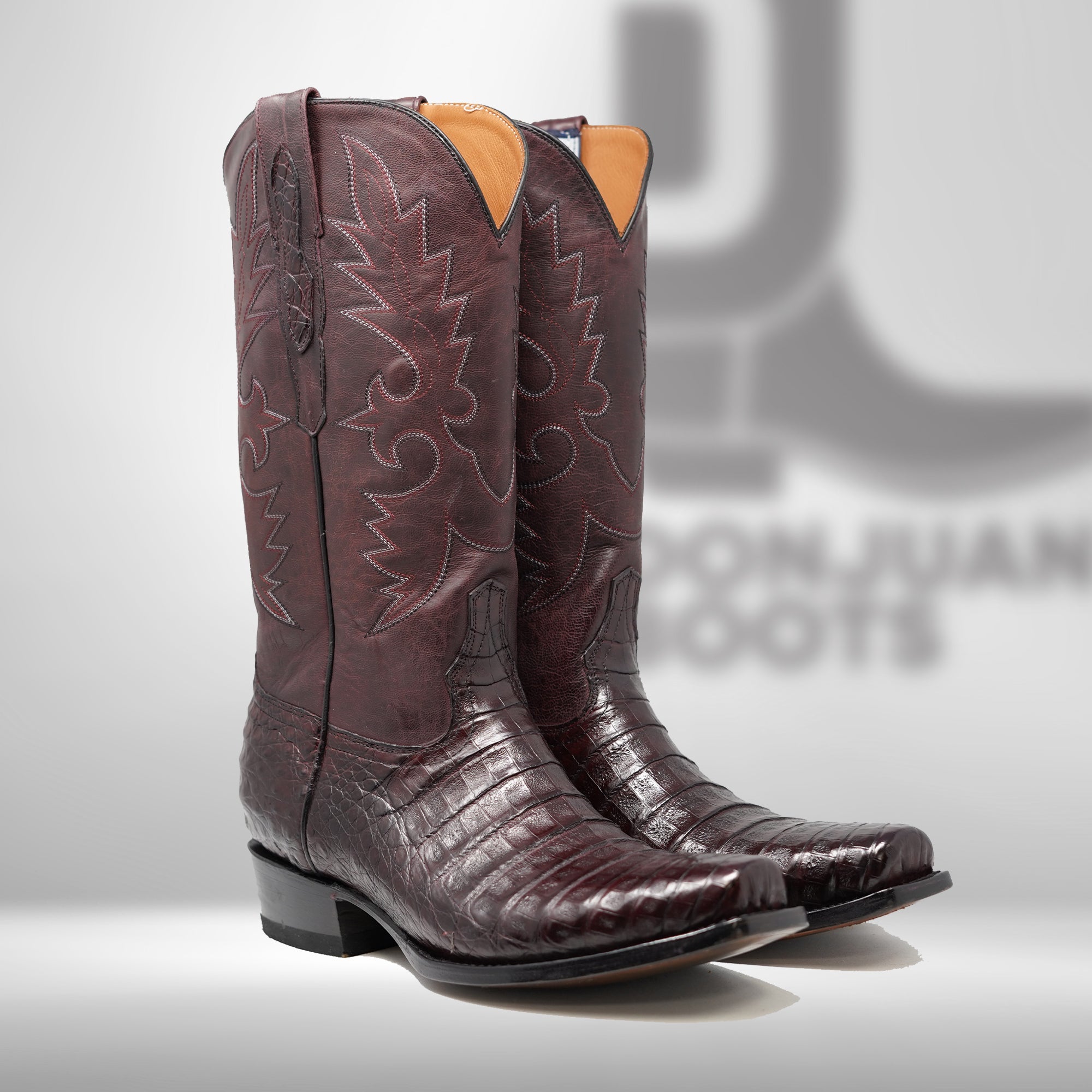 DJ2011 | Don Juan Boots Men's Caiman Belly Black Cherry Diamond Toe
