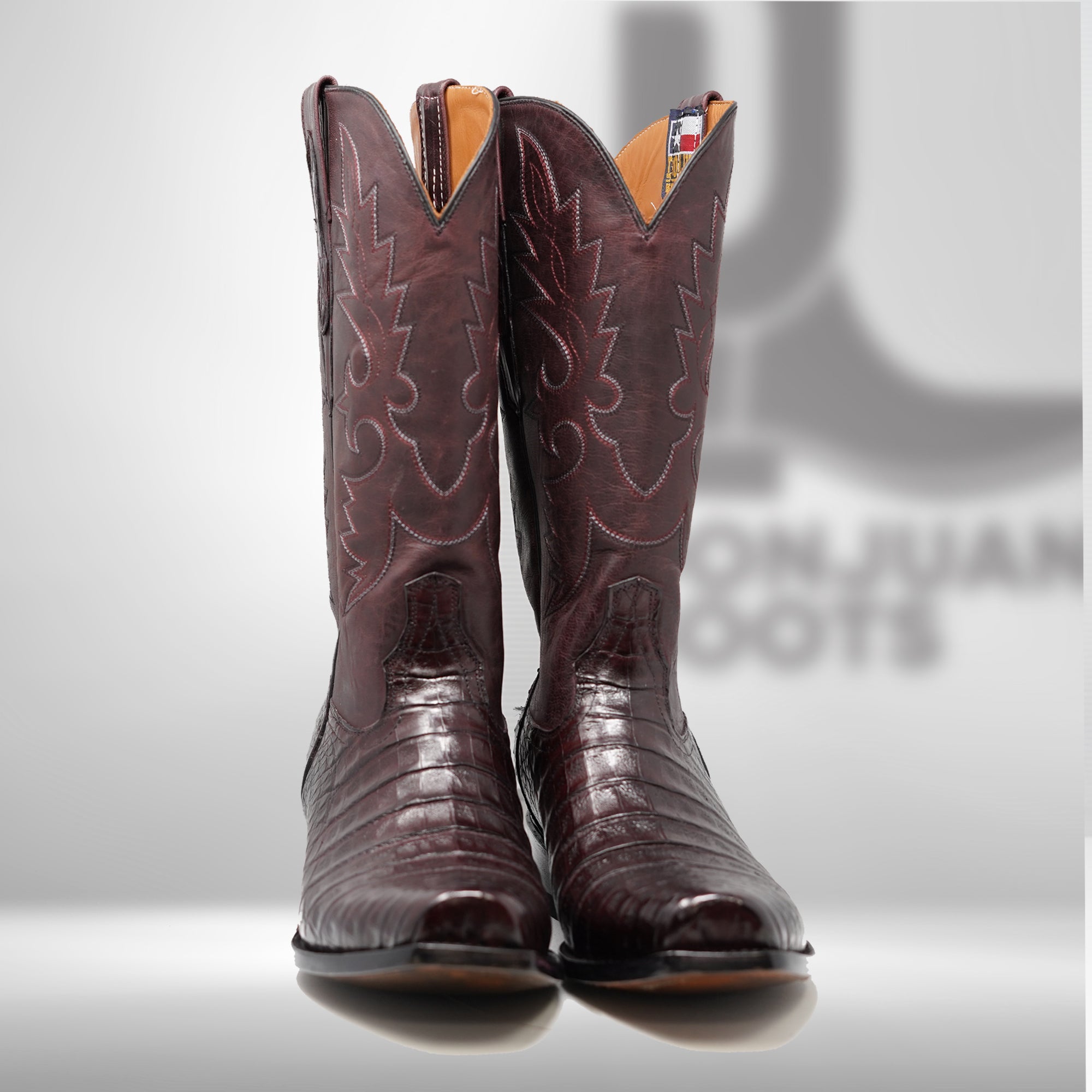 DJ2011 | Don Juan Boots Men's Caiman Belly Black Cherry Diamond Toe