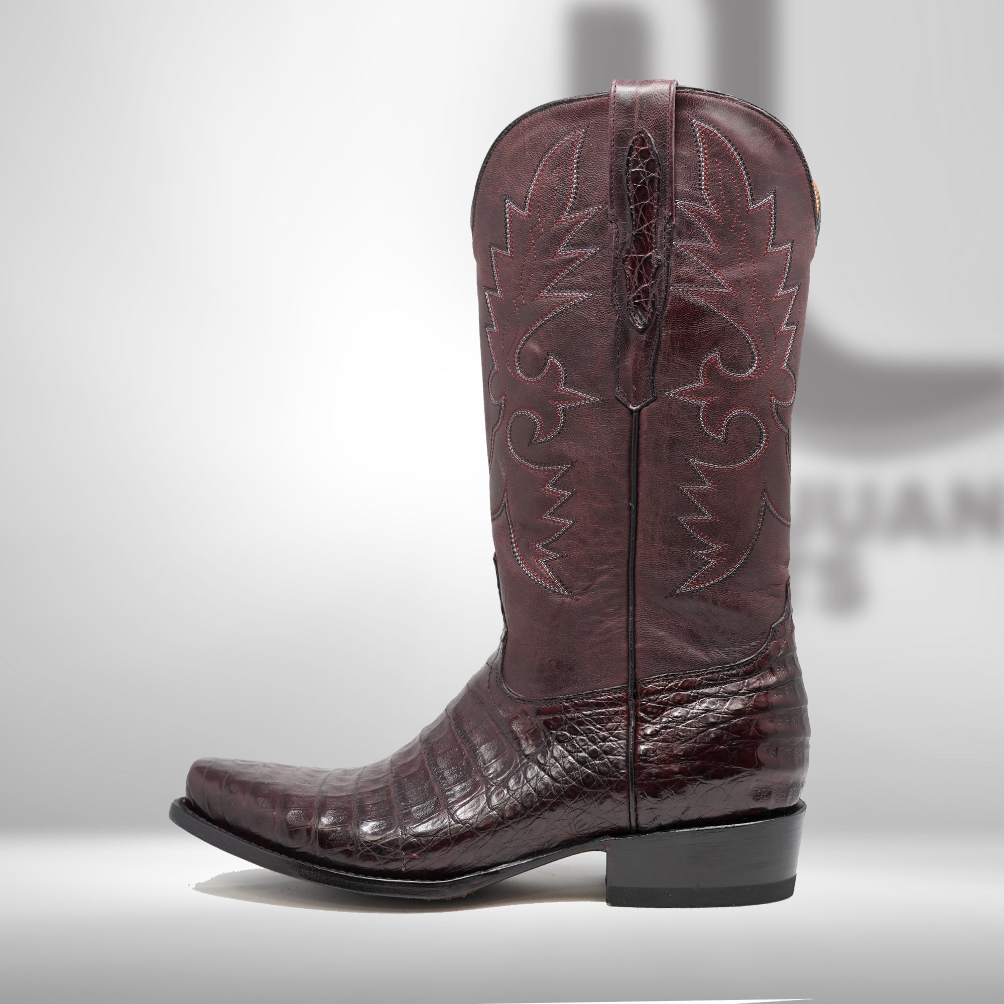 DJ2011 | Don Juan Boots Men's Caiman Belly Black Cherry Diamond Toe