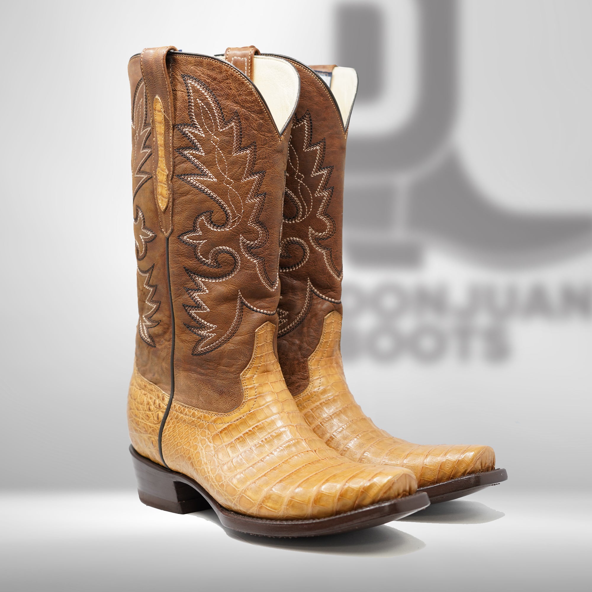 DJ2021 | Don Juan Boots Men's Caiman Belly Saddle Tan Diamond Toe
