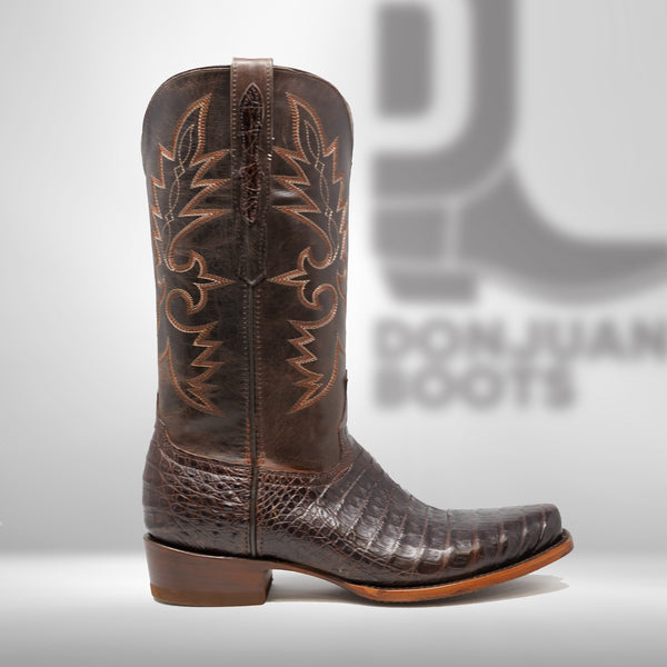DJ2028 | Don Juan Boots Men's Caiman Belly Chocolate Diamond Toe