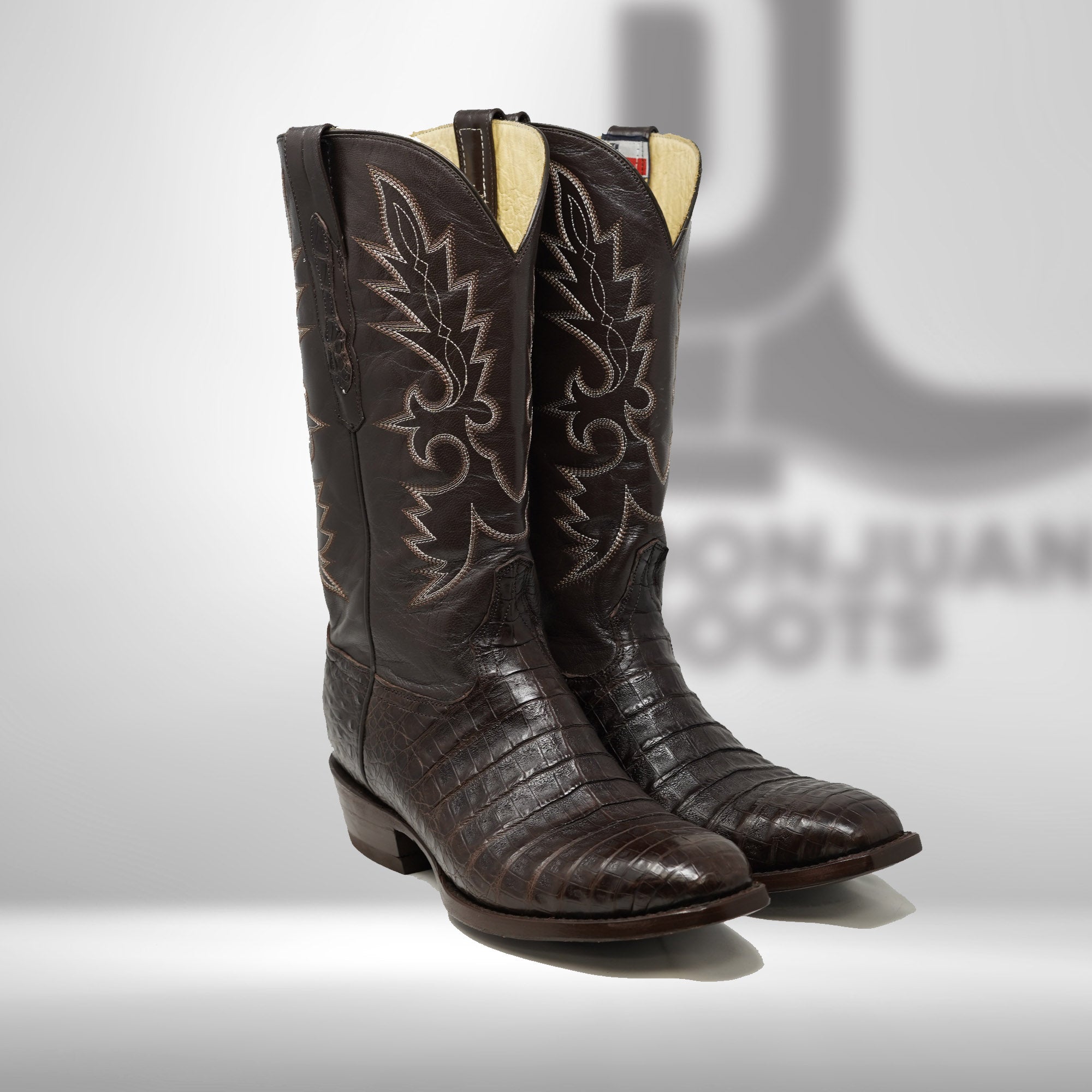 DJ2002 | Don Juan Boots Men's Caiman Belly Chocolate French Toe