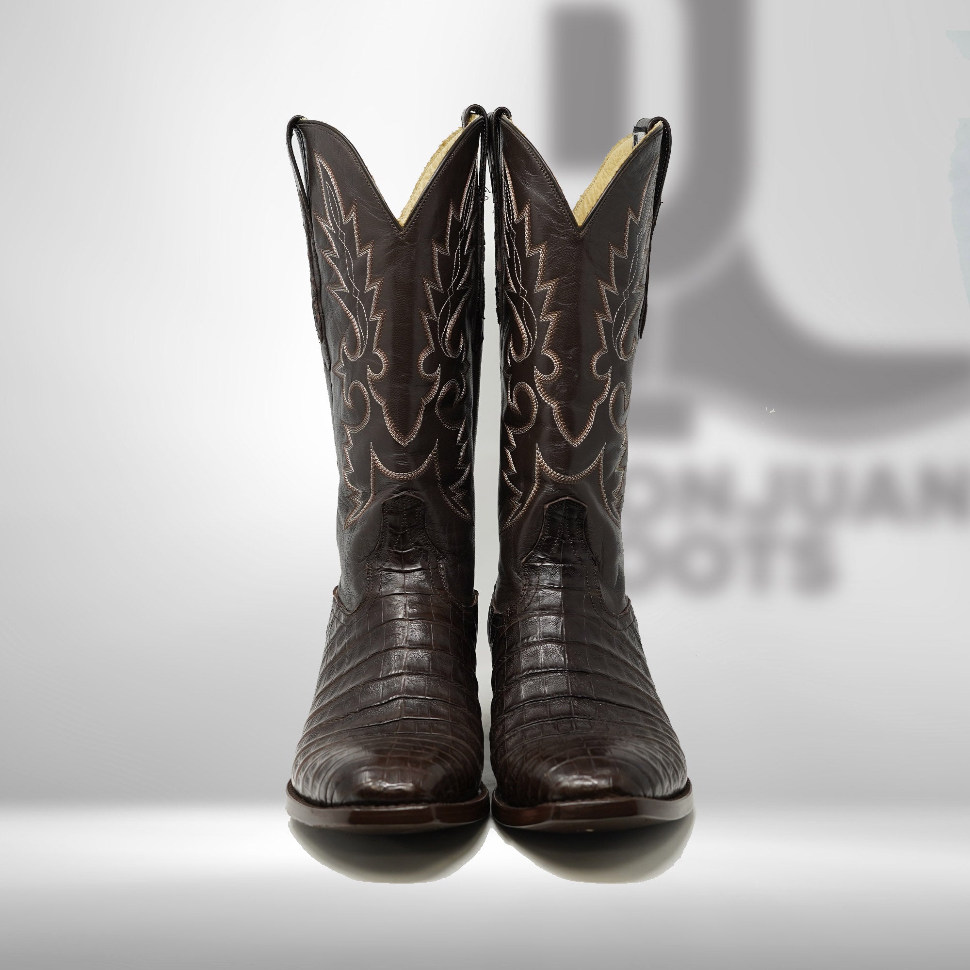 DJ2002 | Don Juan Boots Men's Caiman Belly Chocolate French Toe