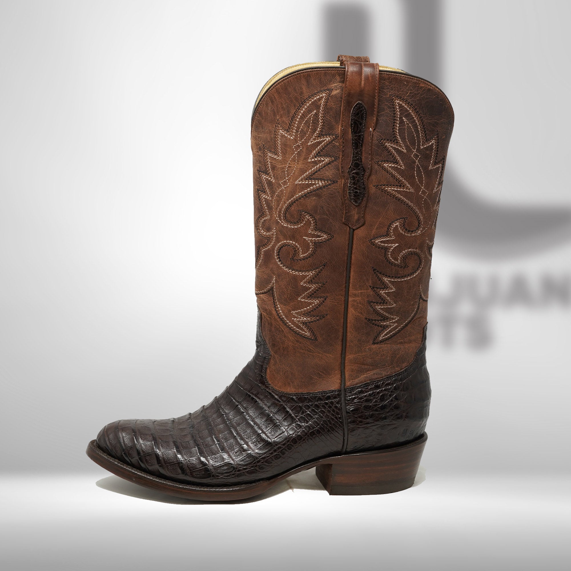 DJ2008 | Don Juan Boots Men's Caiman Belly Chocolate R Toe