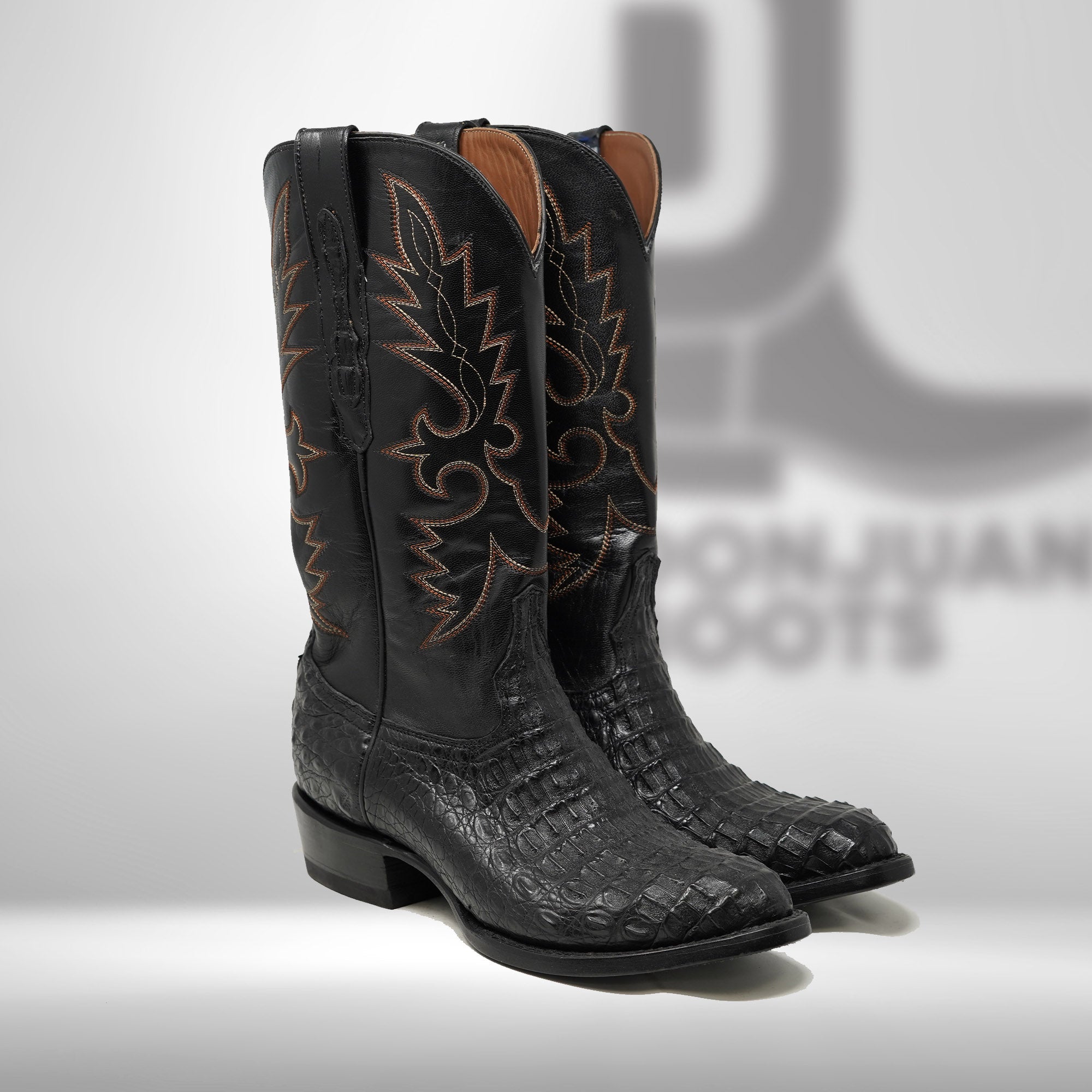 DJ2045 | Don Juan Boots Men's Caiman Black Hornback R Toe