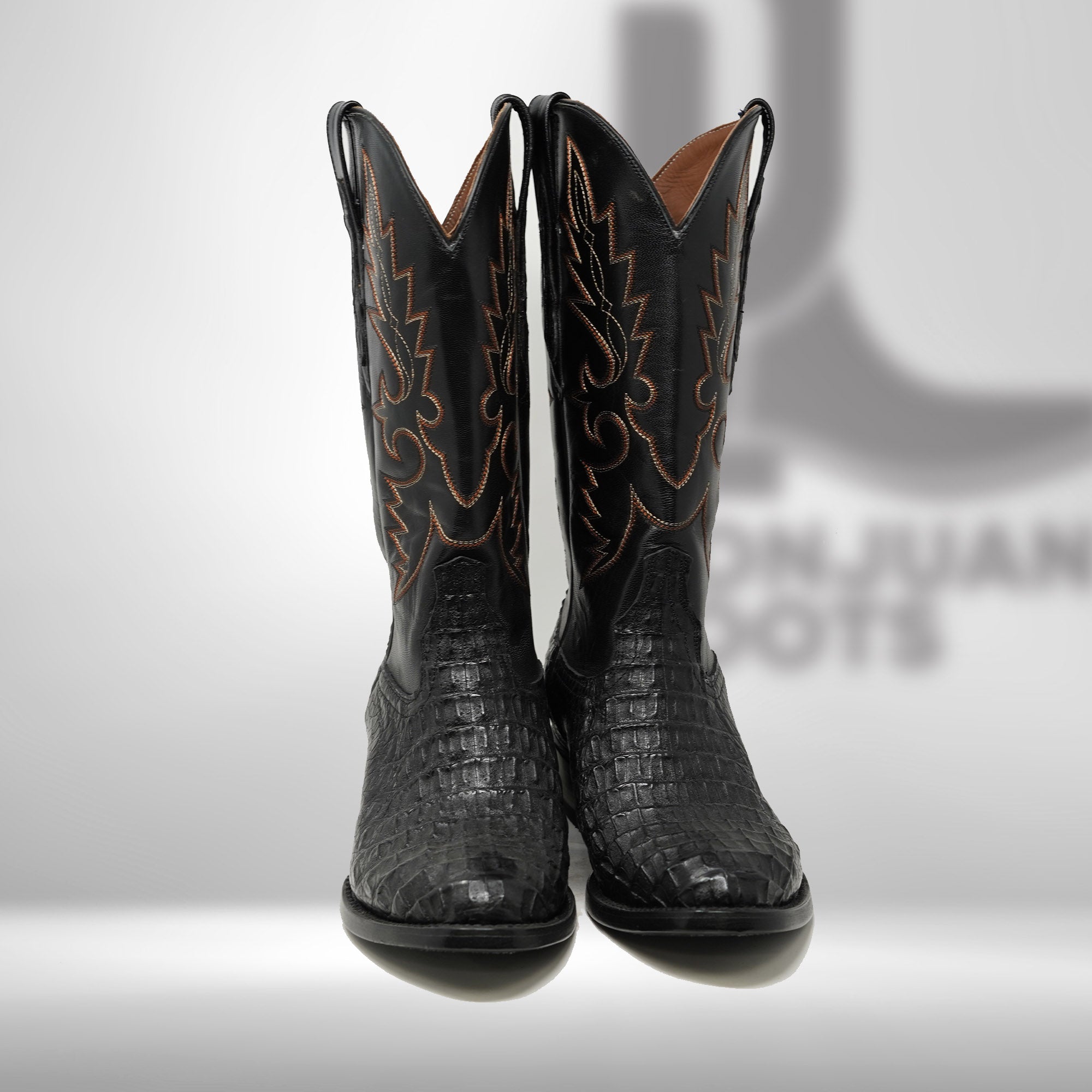 DJ2045 | Don Juan Boots Men's Caiman Black Hornback R Toe