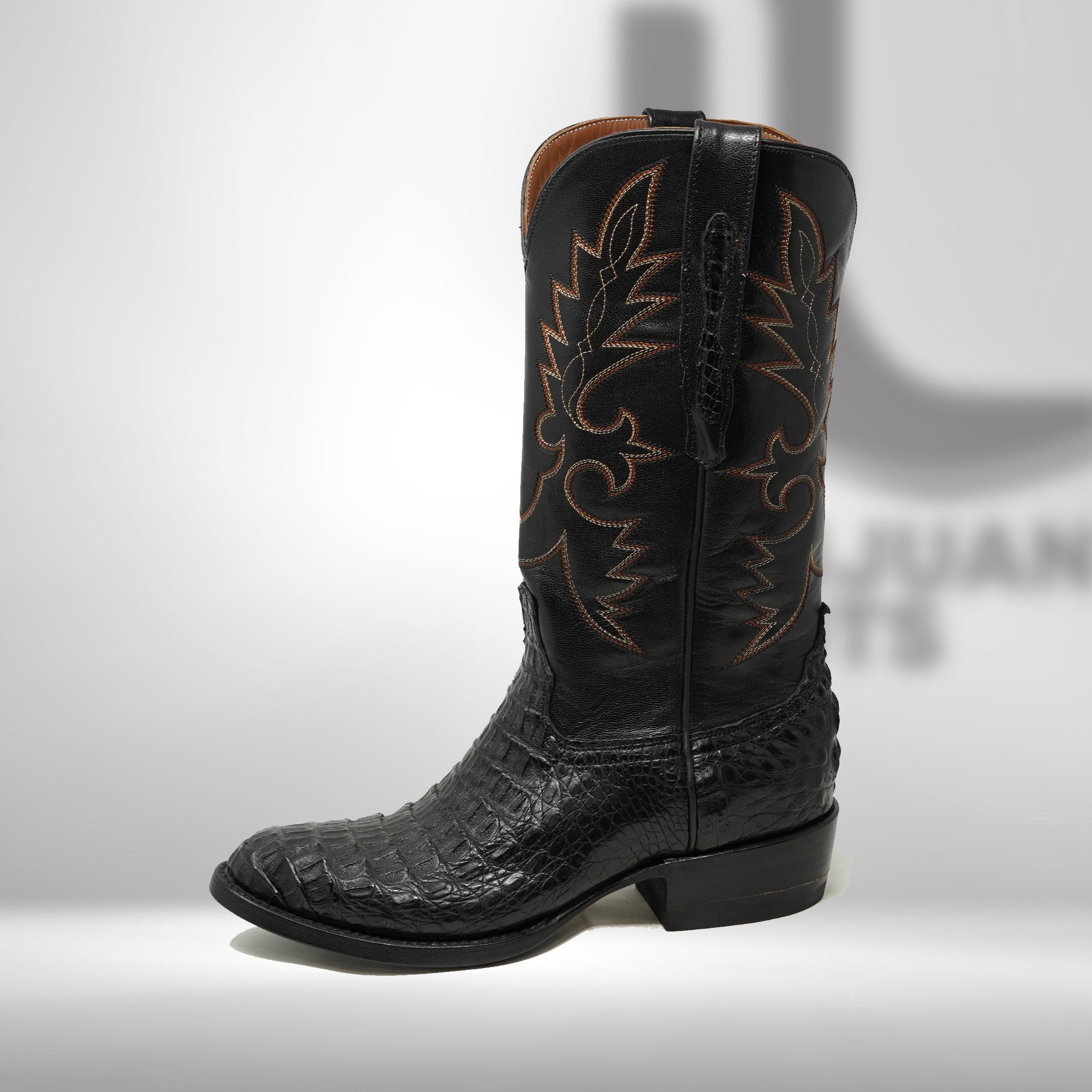 DJ2045 | Don Juan Boots Men's Caiman Black Hornback R Toe