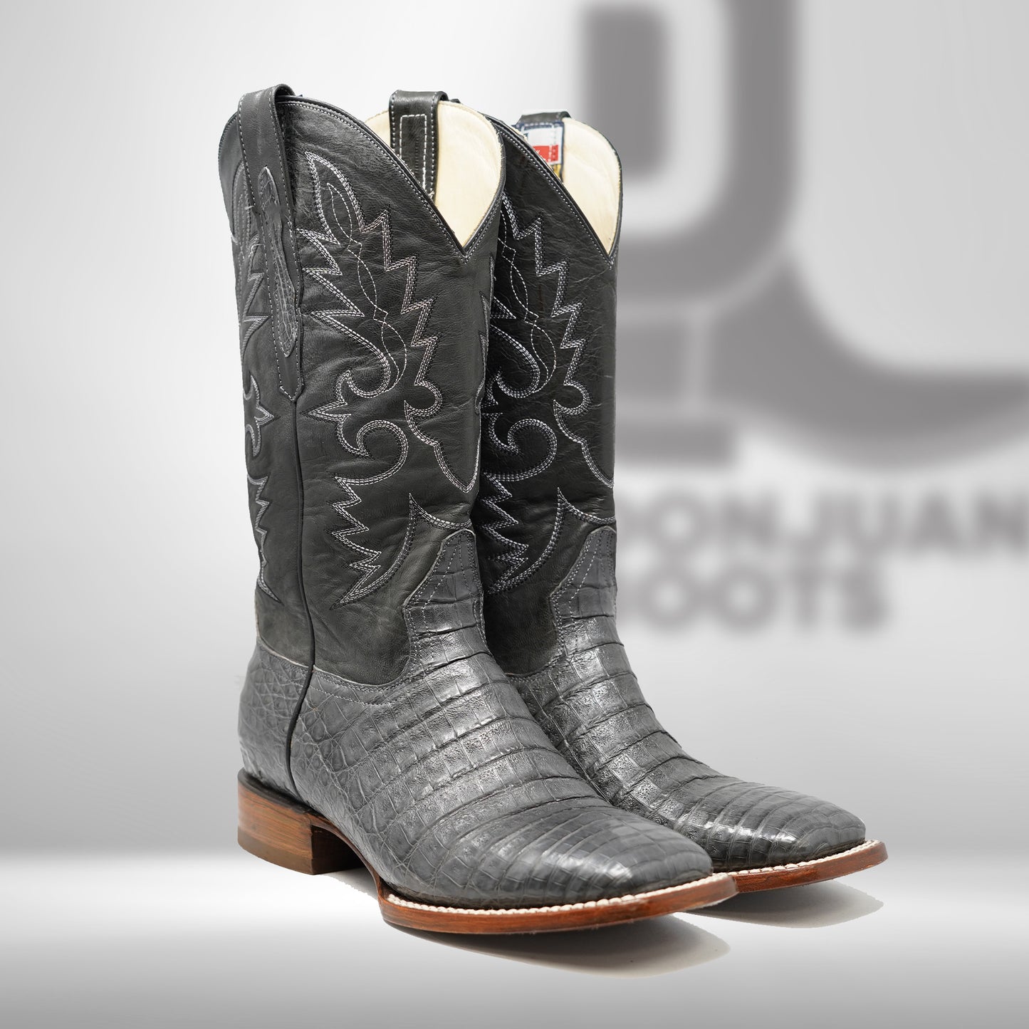 DJ2041 | Don Juan Boots Men's Caiman Belly Dark Grey H Toe