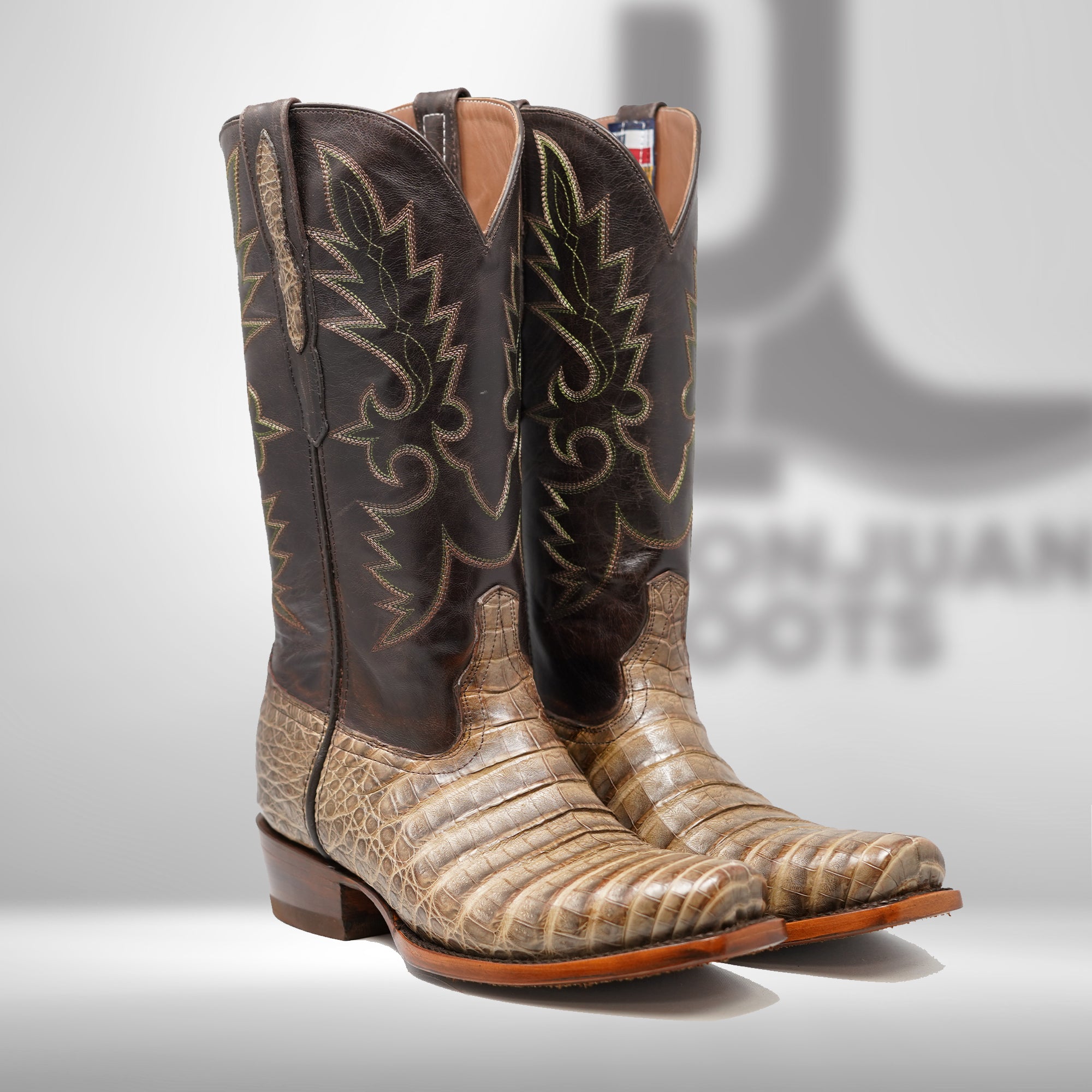 DJ2051 | Don Juan Boots Men's Caiman Belly Chocomink Diamond Toe