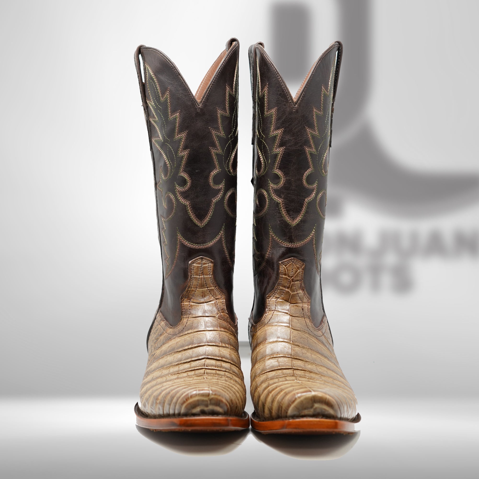 DJ2051 | Don Juan Boots Men's Caiman Belly Chocomink Diamond Toe