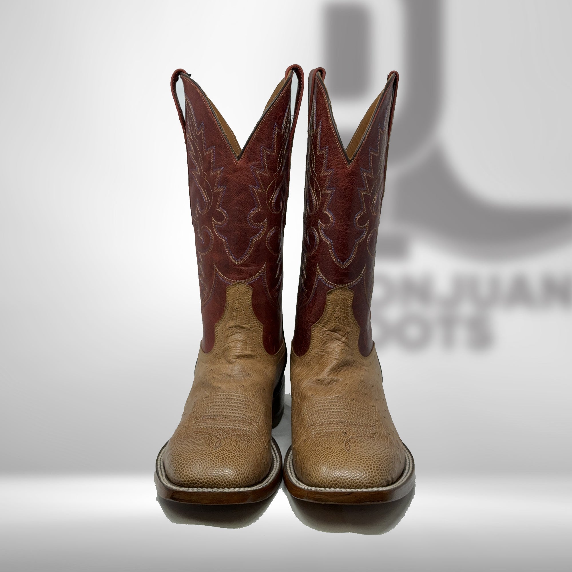 Dj3032 | Don Juan Boots Men's Ostrich Belly Brandy Bruciatto