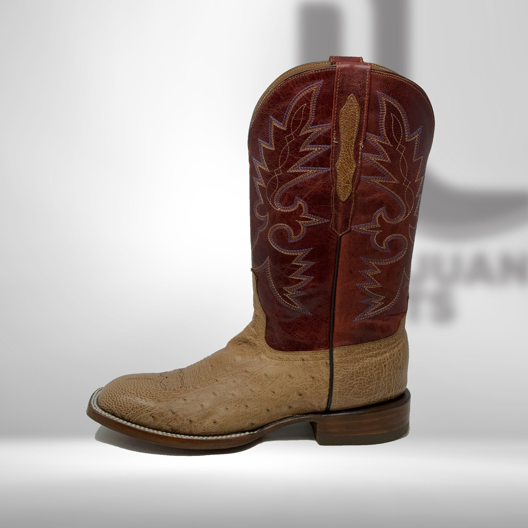 Dj3032 | Don Juan Boots Men's Ostrich Belly Brandy Bruciatto